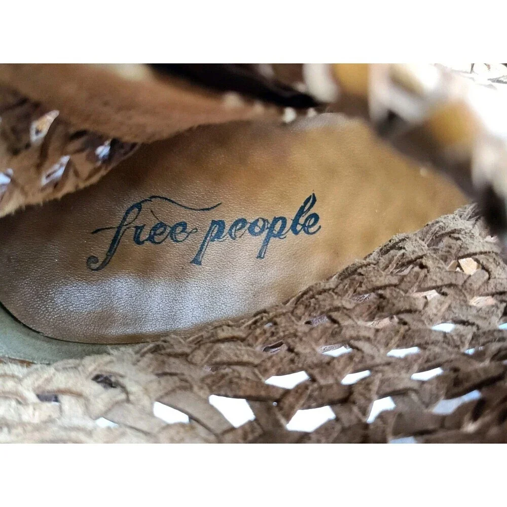 Free People In The Loop Woven Brown Leather Western Ankle Boots Women's Size 10 - Picture 12 of 13